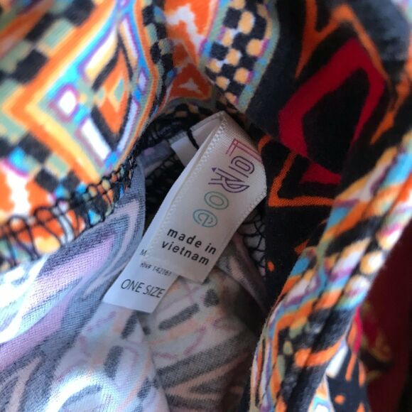 LuLaRoe Womens Leggings One Size Patterned Red Orange Black Blue Buttery Soft OS - Picture 6 of 6